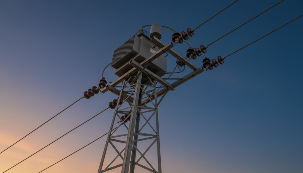 Editedimage_1783620932474 Cabos e transformador em poste de distribuição elétrica injetando créditos de energia solar na rede da concessionária.