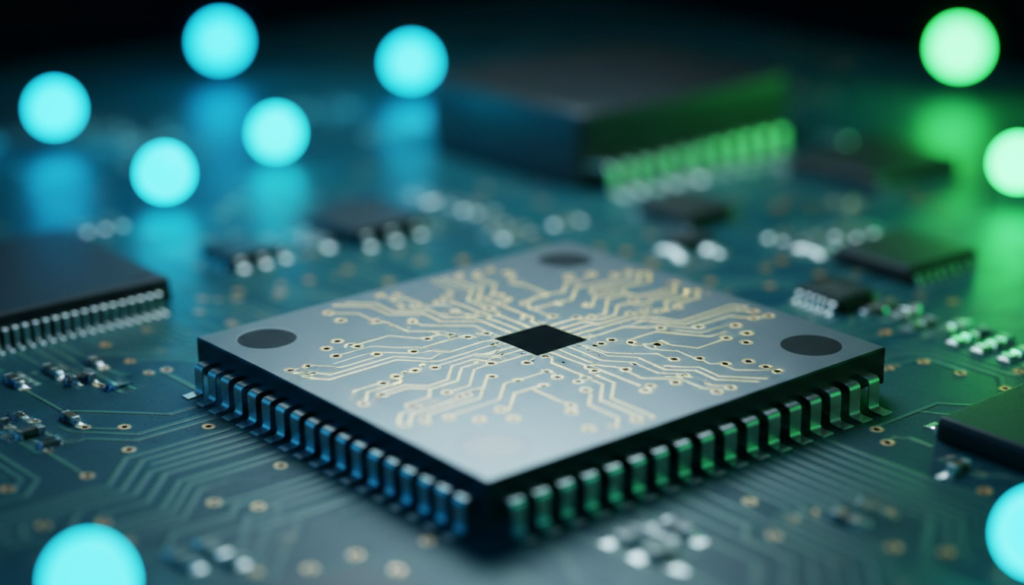 Semicondutor de silício puro integrado a um circuito de alta potência para gerenciamento de energia eólica.