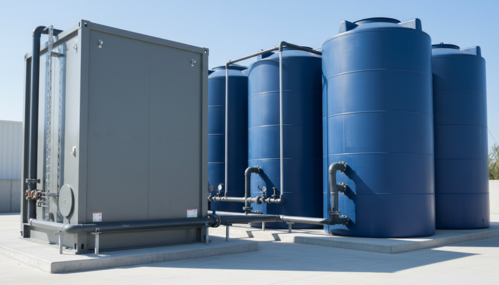 Sistema industrial de armazenamento com bateria redox de fluxo e tanques de vanádio