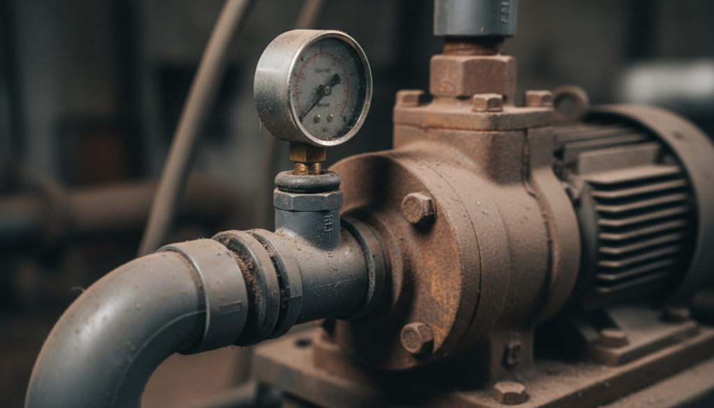 Tubulação hidráulica e bomba de circulação com vedações conservadas para manutenção de bateria redox sem vazamentos.